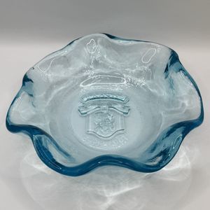 Brach's Candy Logo Dish 1904 Company Blue Thick Recycle Glass Bowl